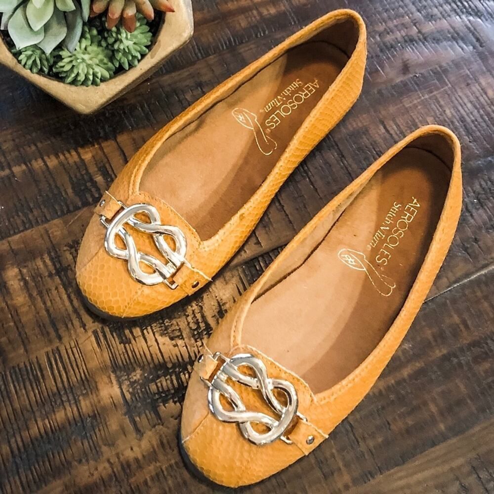 Aerosoles High Bet Yellow Snake Print Flats